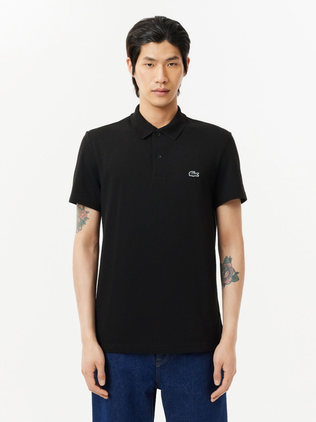 

Lacoste Men Polo Collar Applique T-shirt, Black