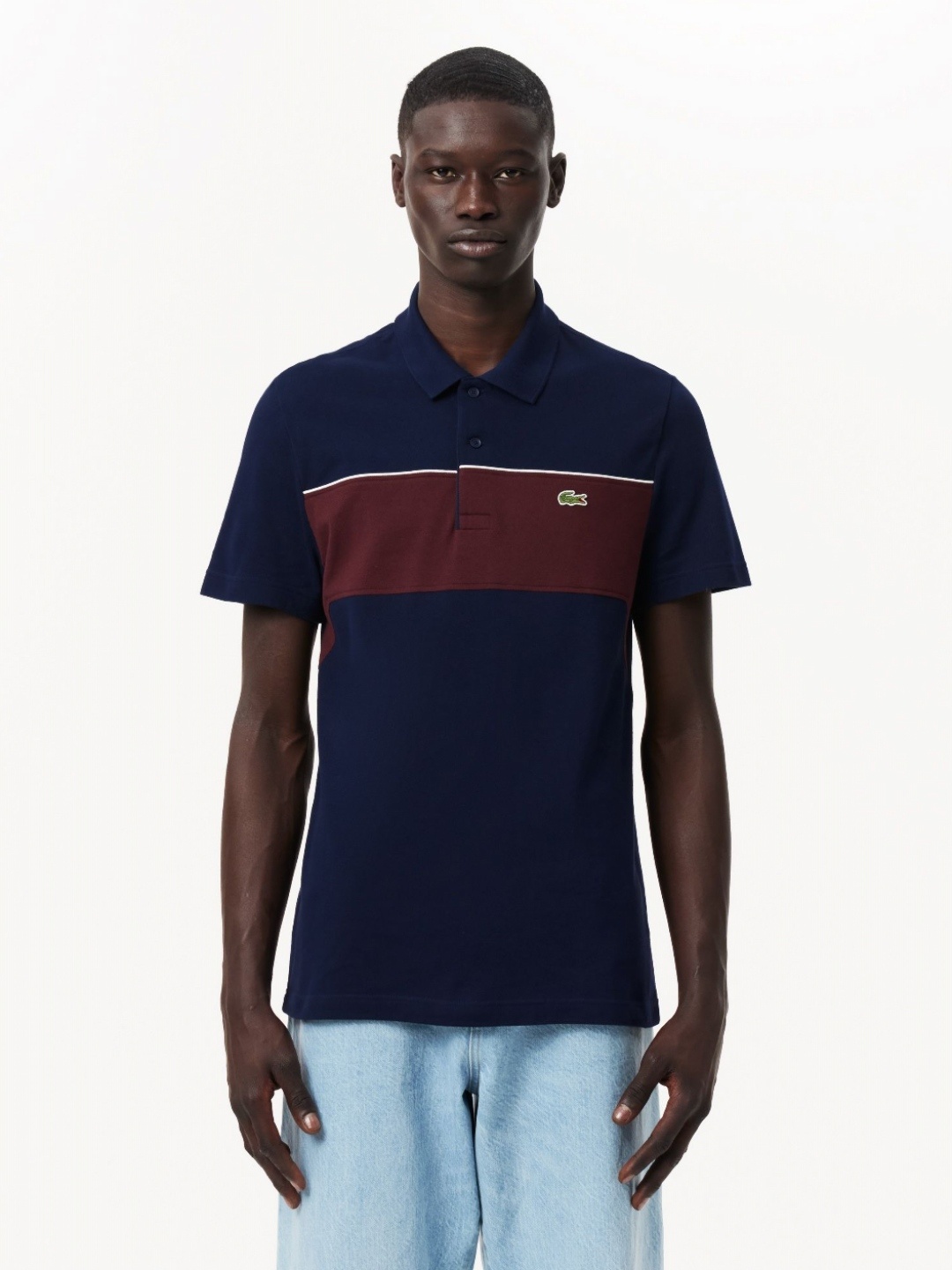 

Lacoste Men Striped Polo Collar Pockets T-shirt, Navy blue