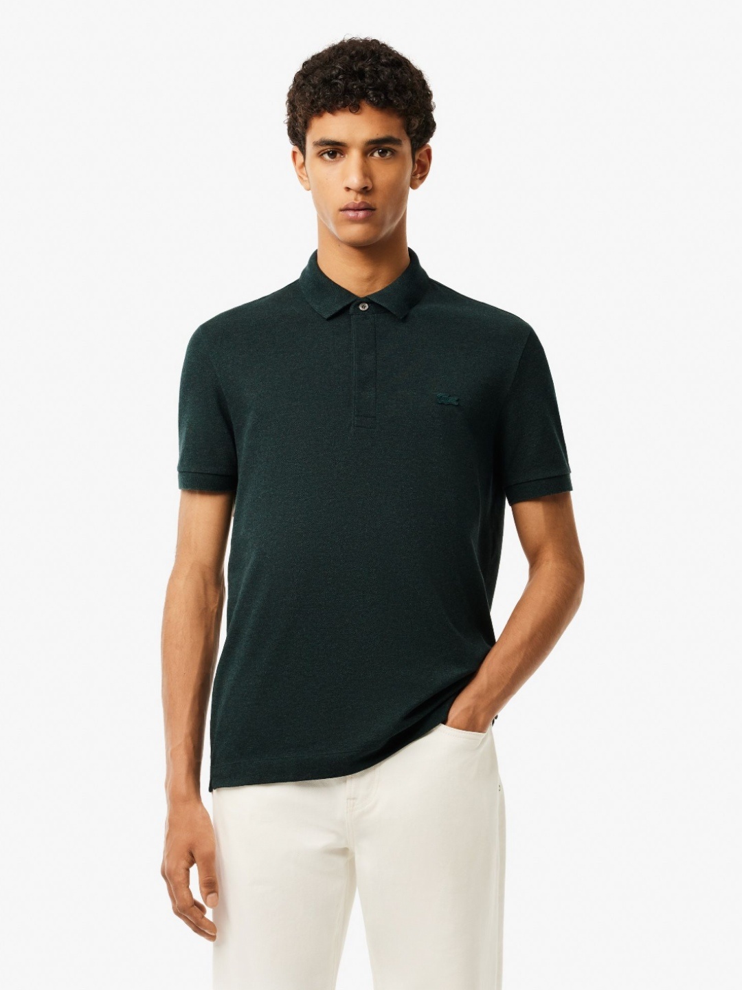 

Lacoste Men Polo Collar Applique T-shirt, Grey