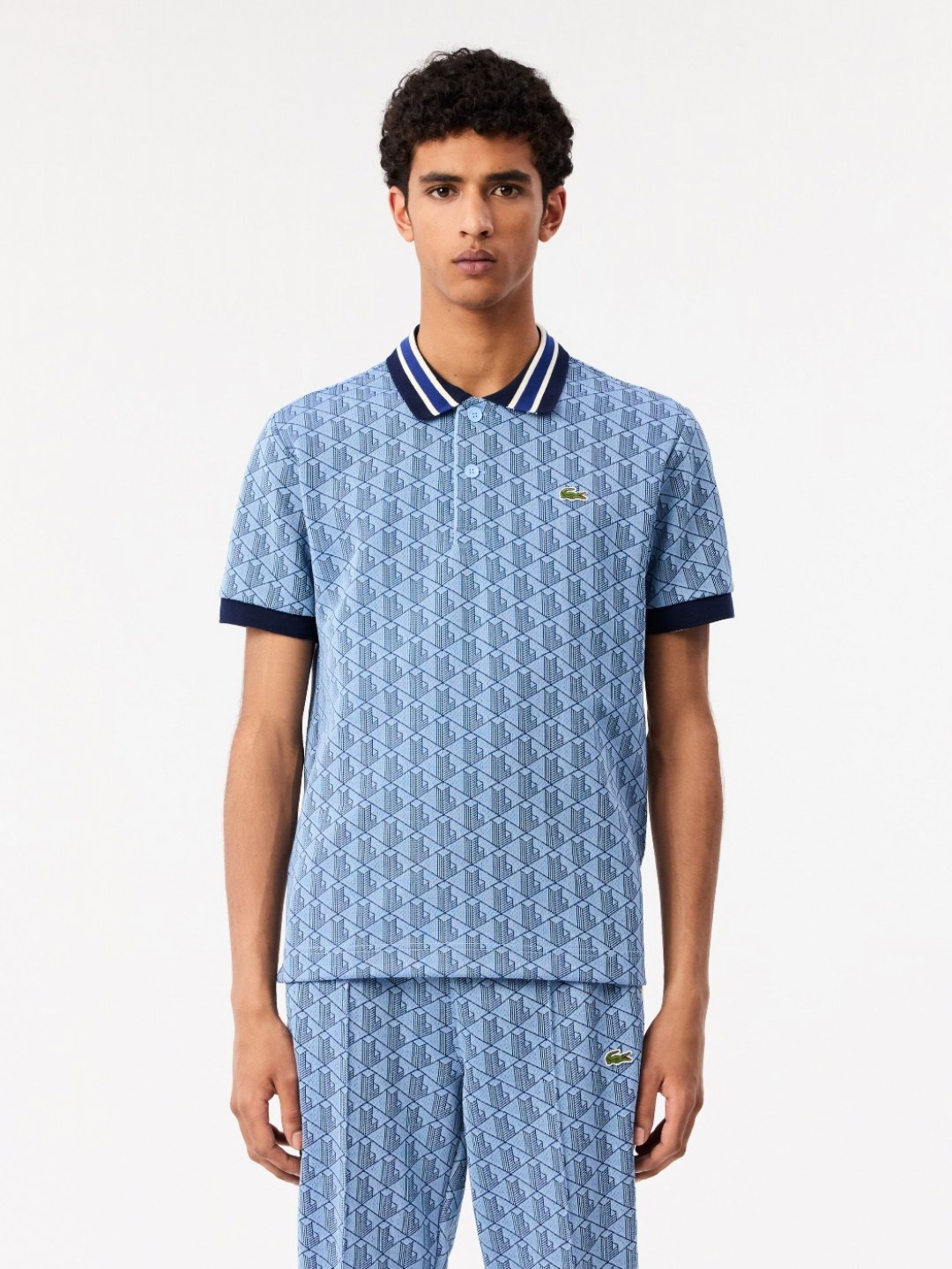 

Lacoste Men Printed Polo Collar Applique T-shirt, Blue