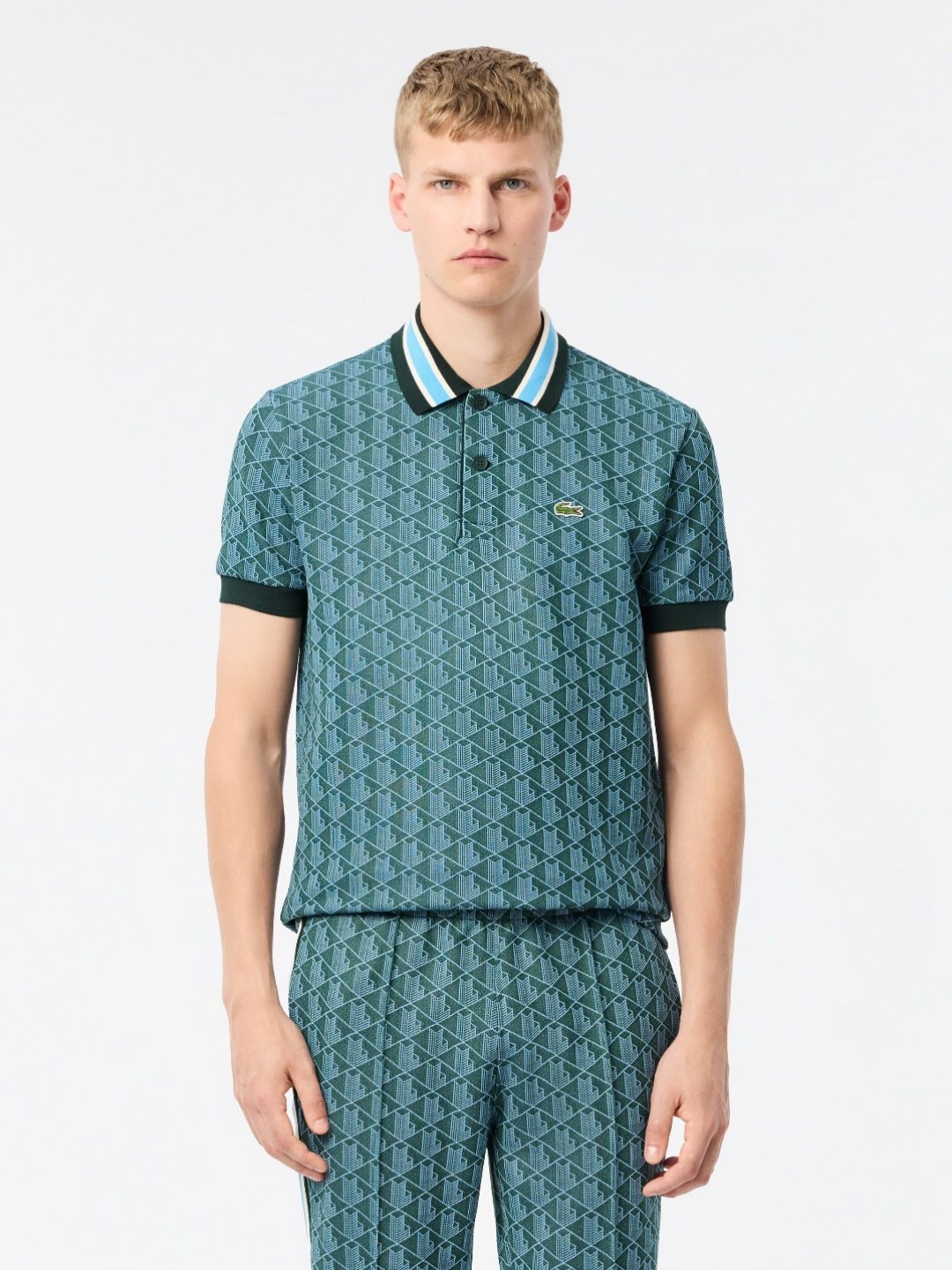 

Lacoste Men Printed Polo Collar Pockets T-shirt, Green