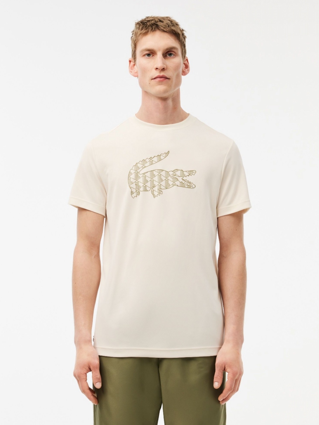 

Lacoste Men Typography Printed Applique T-shirt, Beige