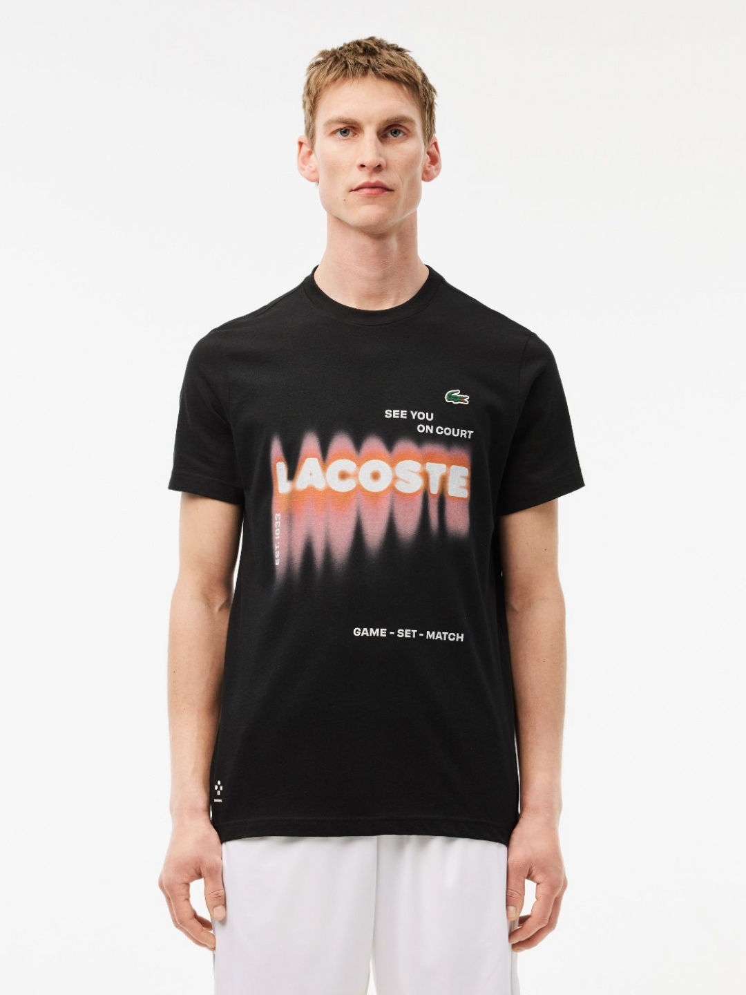 

Lacoste Men Typography Printed Applique T-shirt, Black