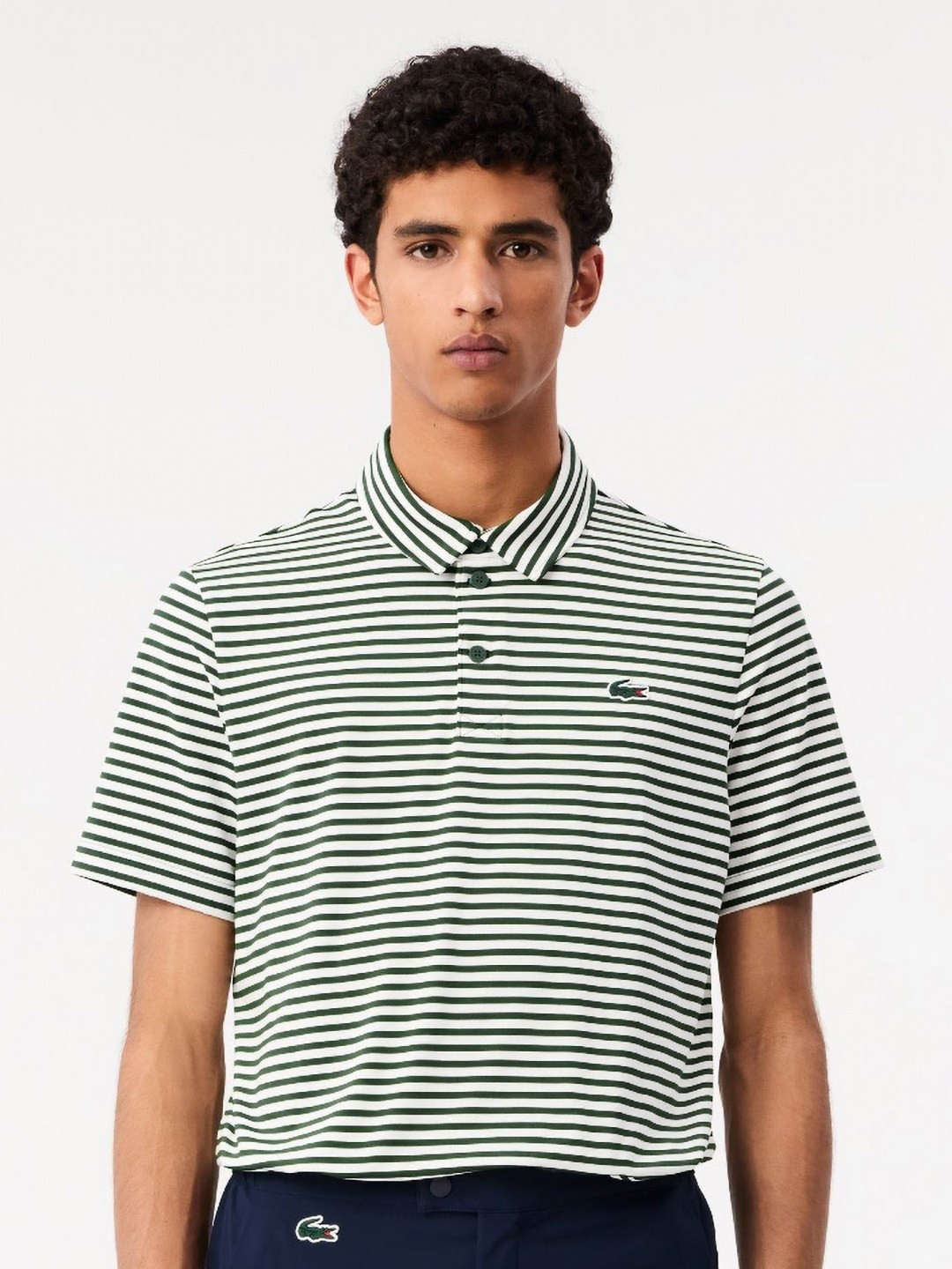 

Lacoste Men Striped Polo Collar Pockets T-shirt, White
