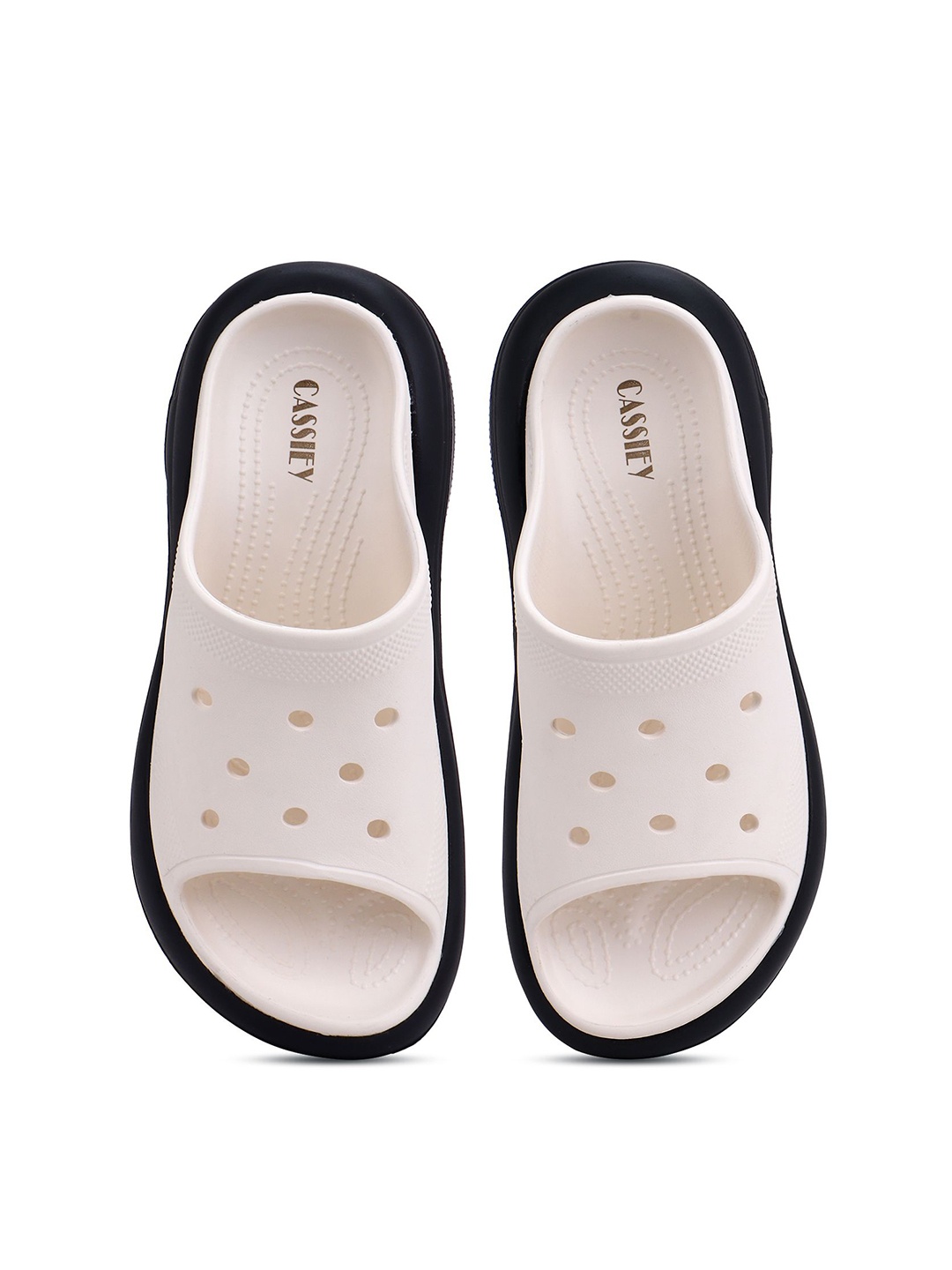 

CASSIEY Women Lightweight Heeled Peep Toe Rubber Clogs, Black