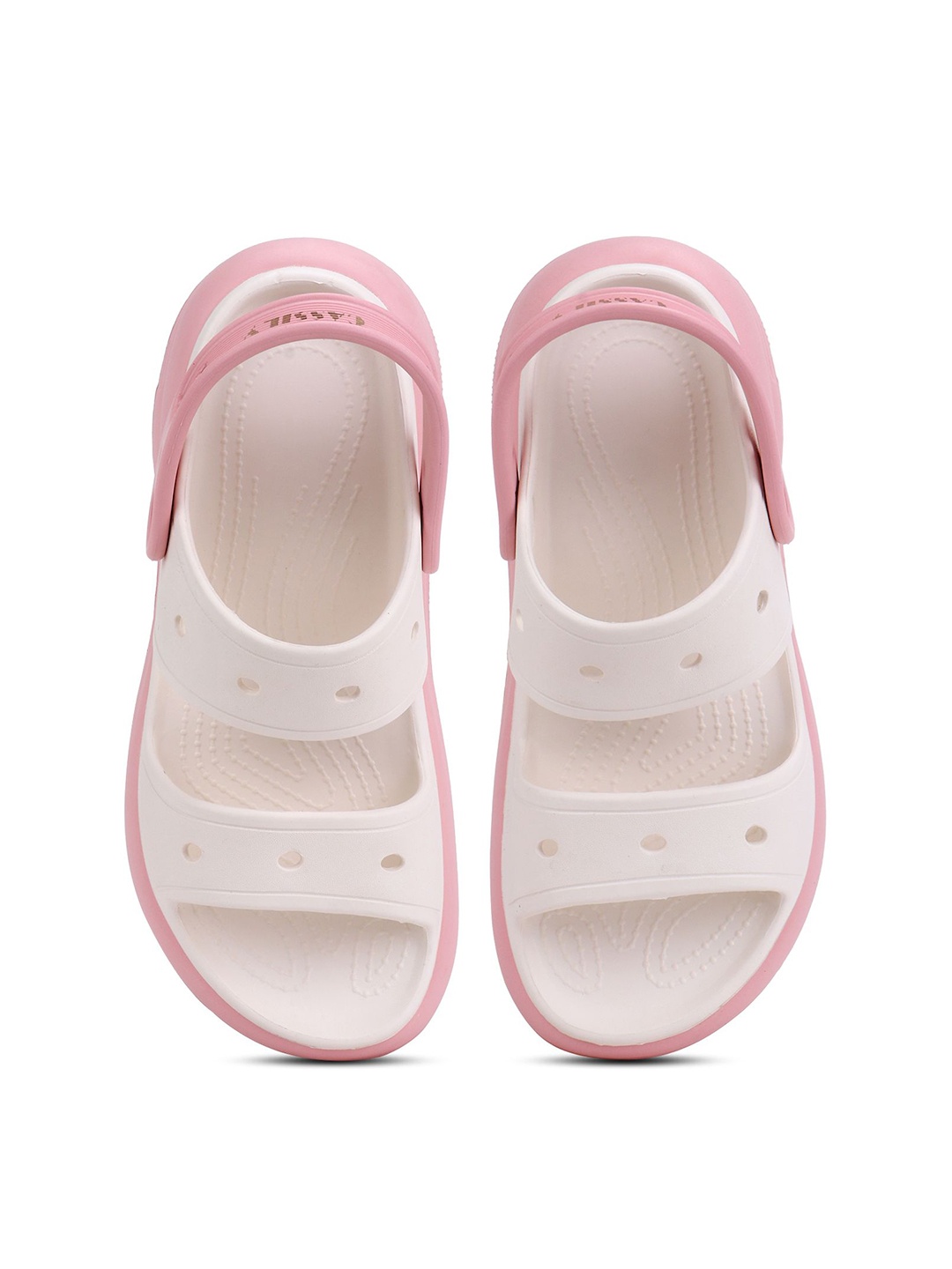 

CASSIEY Women Self Design Rubber Slip On Velcro Clogs, Pink