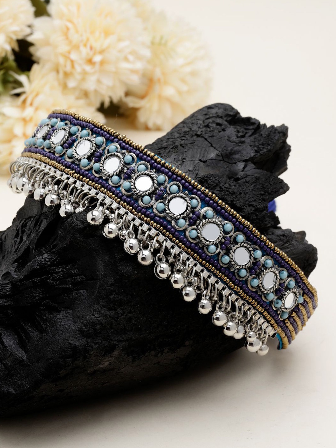 

Moedbuille Silver-Plated Stone Studded & Beaded Brass Necklace