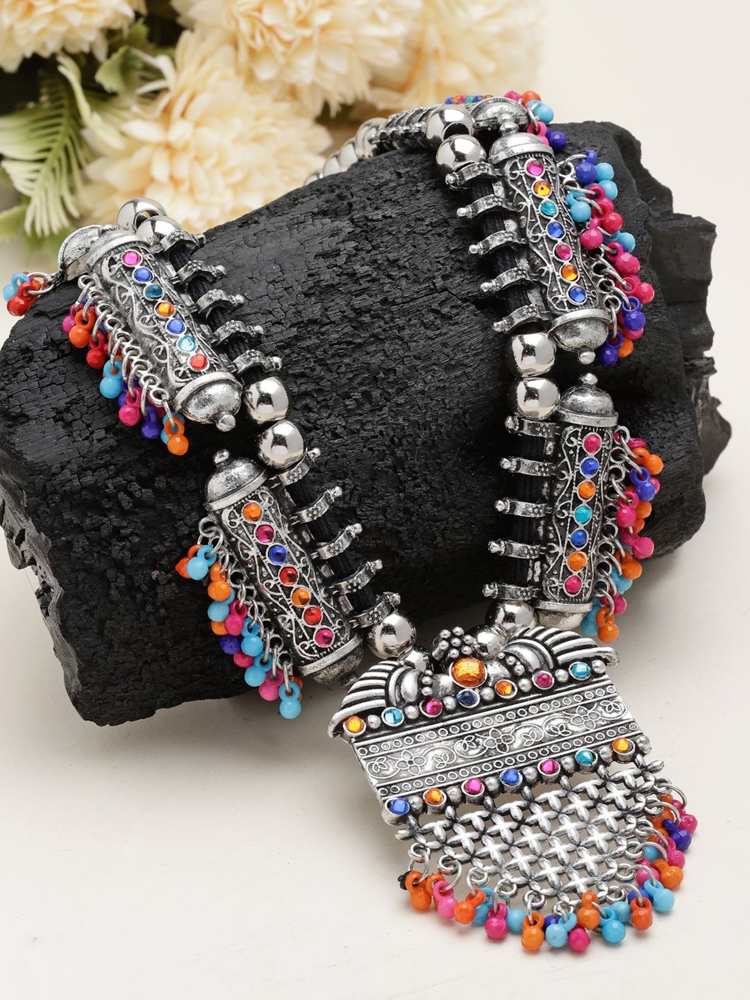 

Moedbuille Silver-Plated Beaded Afghan Necklace