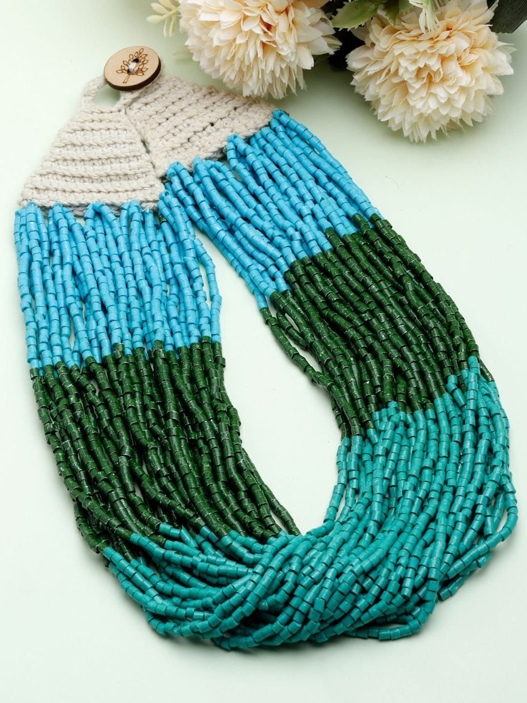 

Moedbuille Artificial Beads Layered Necklace, Sea green