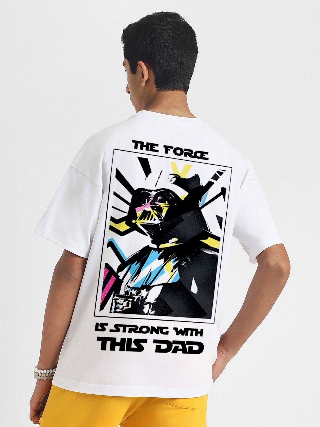 

VEIRDO Boys Printed Round Neck Pure Cotton Oversized Tshirt, White