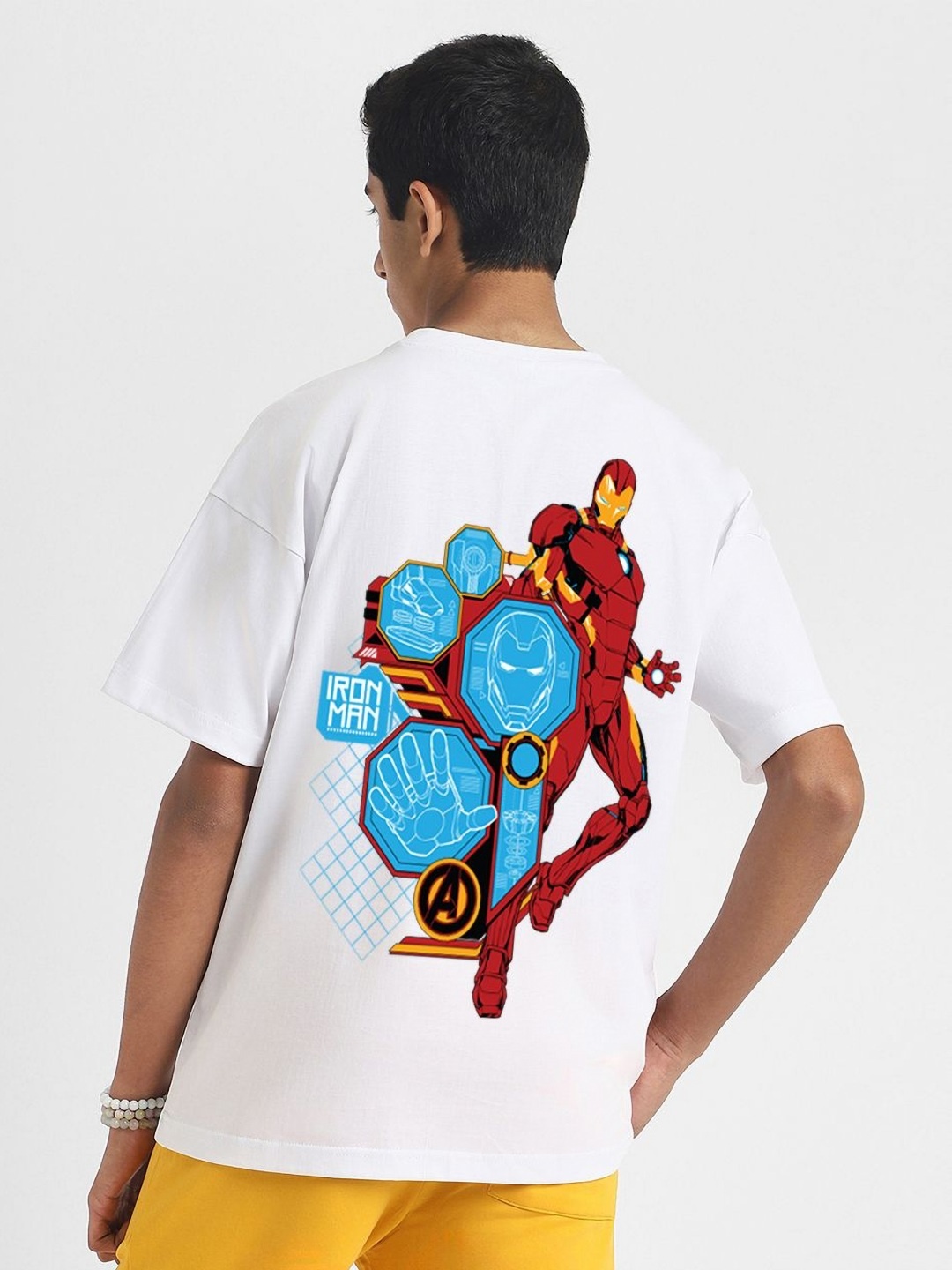 

VEIRDO Marvel Boys Printed Round Neck Pure Cotton Oversized Tshirt, White
