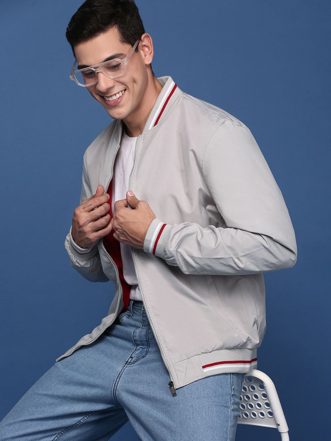 

SHOWOFF Men Windcheater Bomber Jacket, Cream