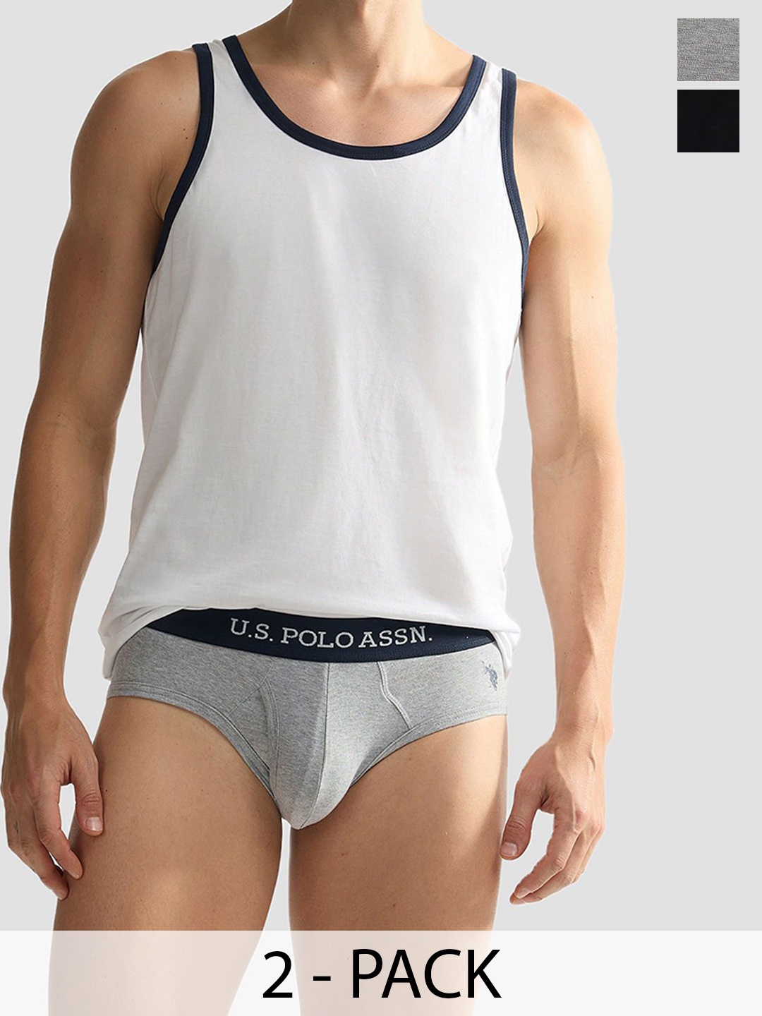 

U.S. Polo Assn. Men Pack Of 2 Mid- Rise Anti microbial Basic Briefs OEB11-ZG0-P2, Black
