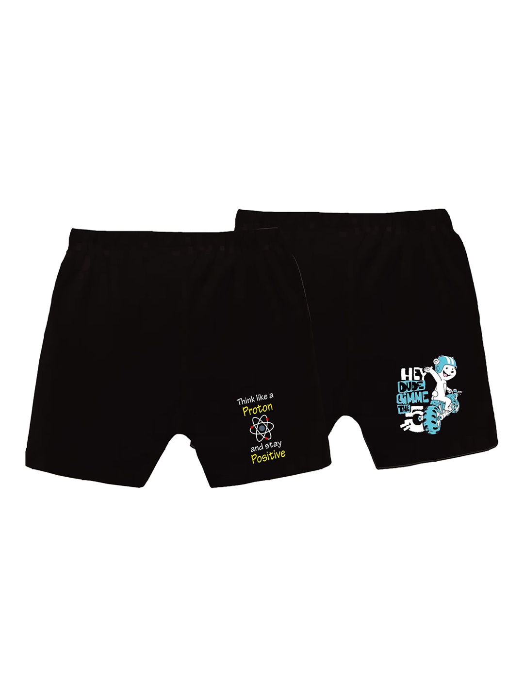 

CoolTees4U Pack Of 2 Boys Cotton Printed Shorts, Black