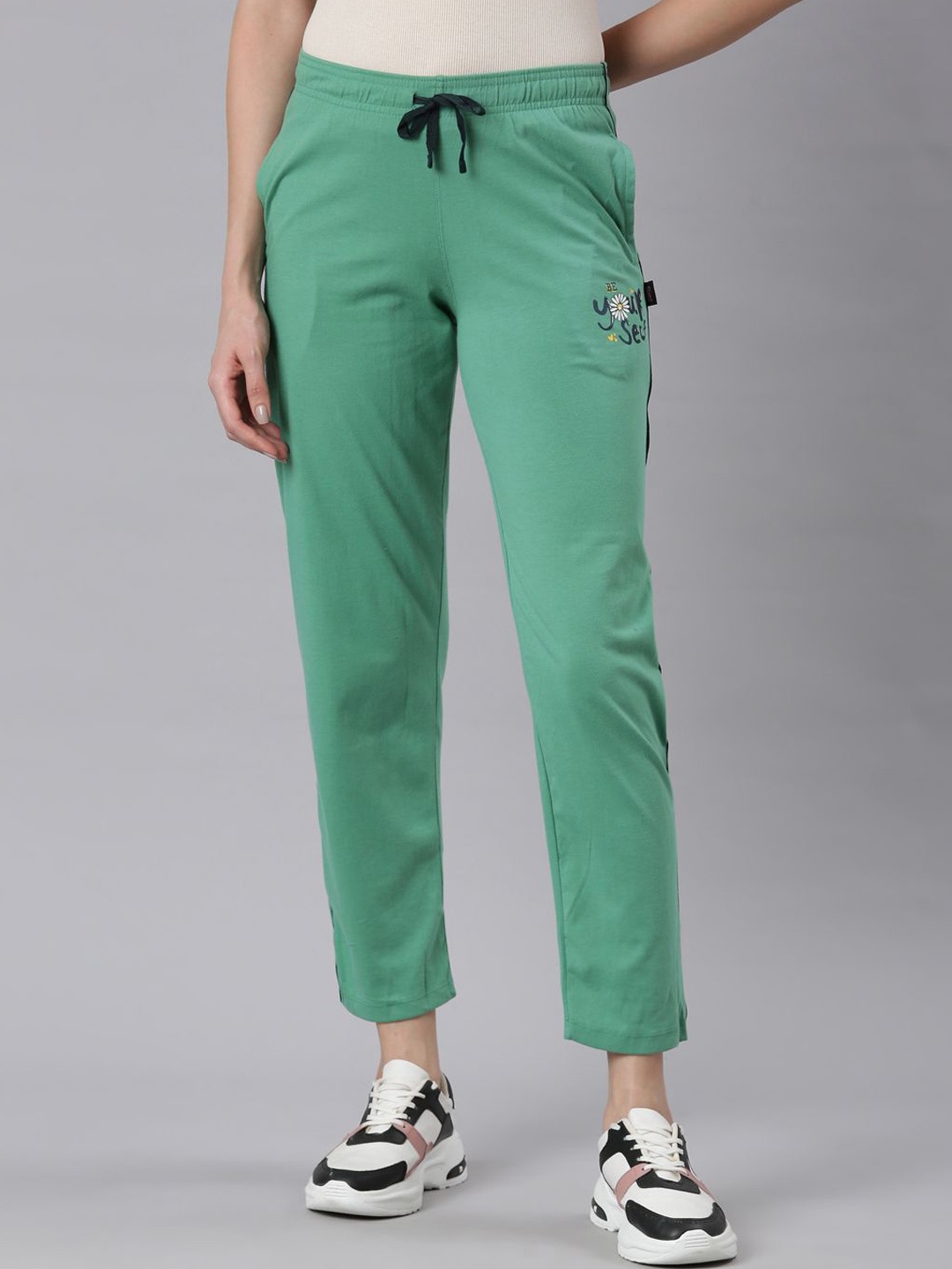 

DIXCY SCOTT Women Printed Mid Rise Track Pants, Green