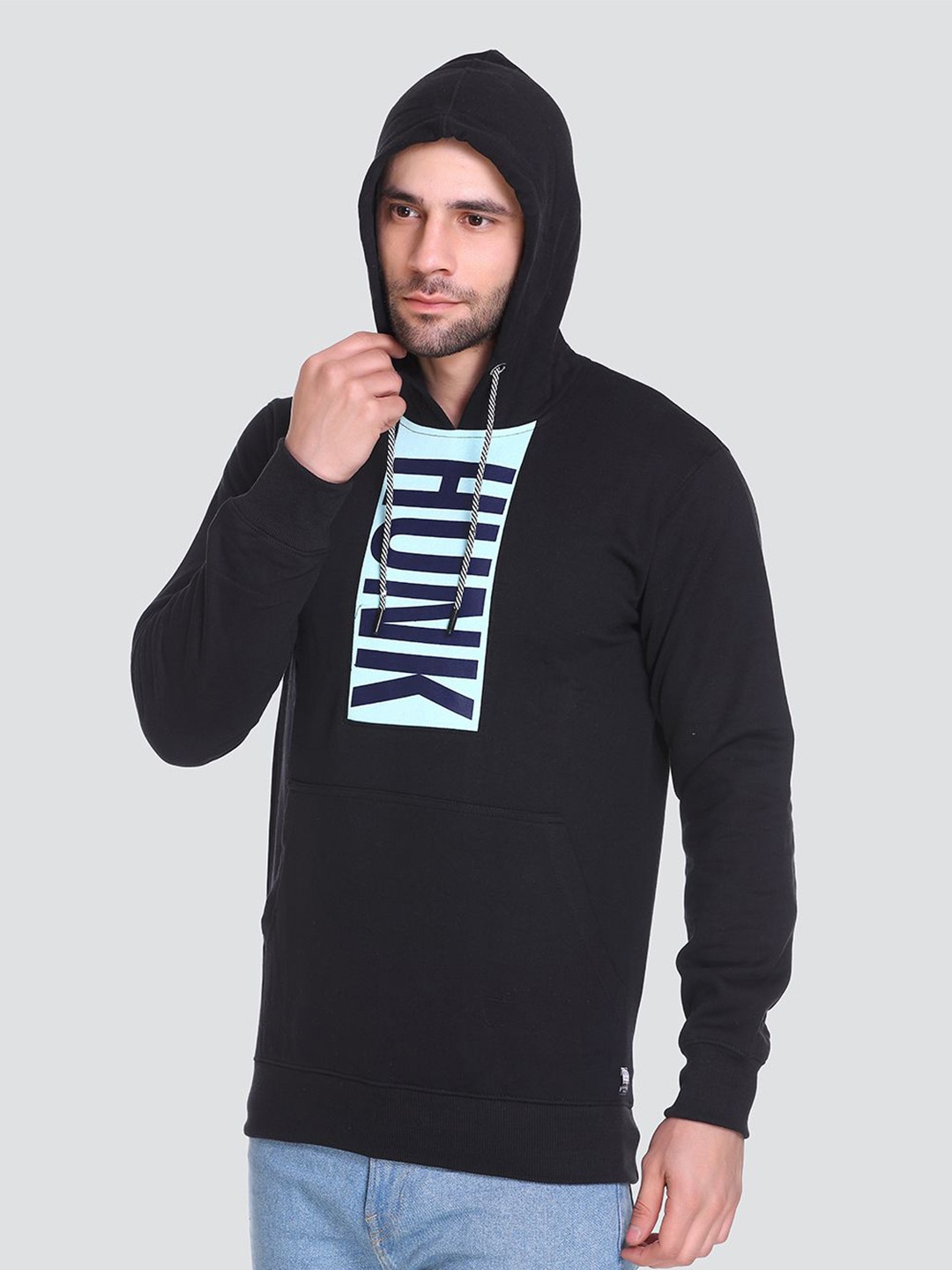 

HB Honey Bee Men's Winter Wear Printed Hooded Sweatshirt, Black