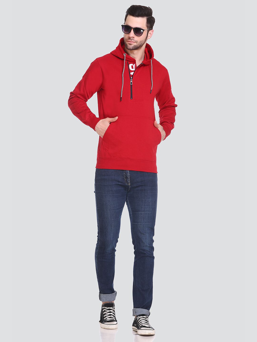 

HB Honey Bee Men Winter Wear Hooded Sweatshirt, Red