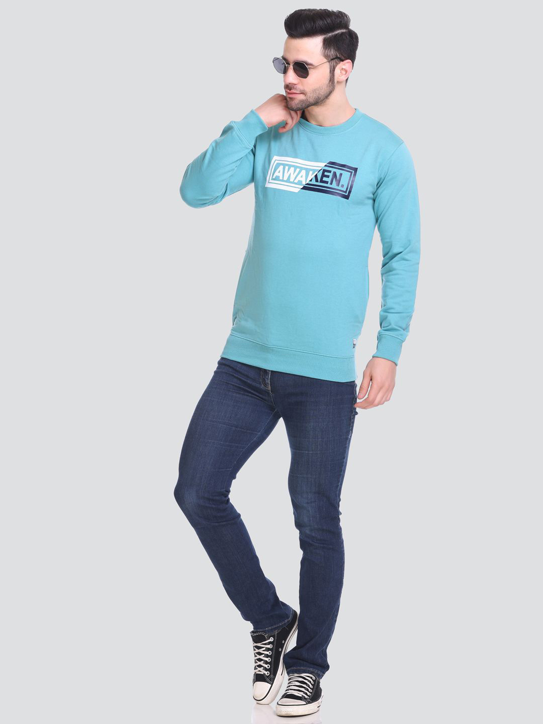 

HB Honey Bee Men Printed Sweatshirt, Sea green