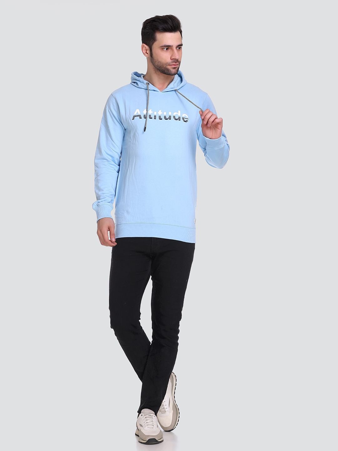 

HB Honey Bee Men Printed Hooded Sweatshirt, Blue