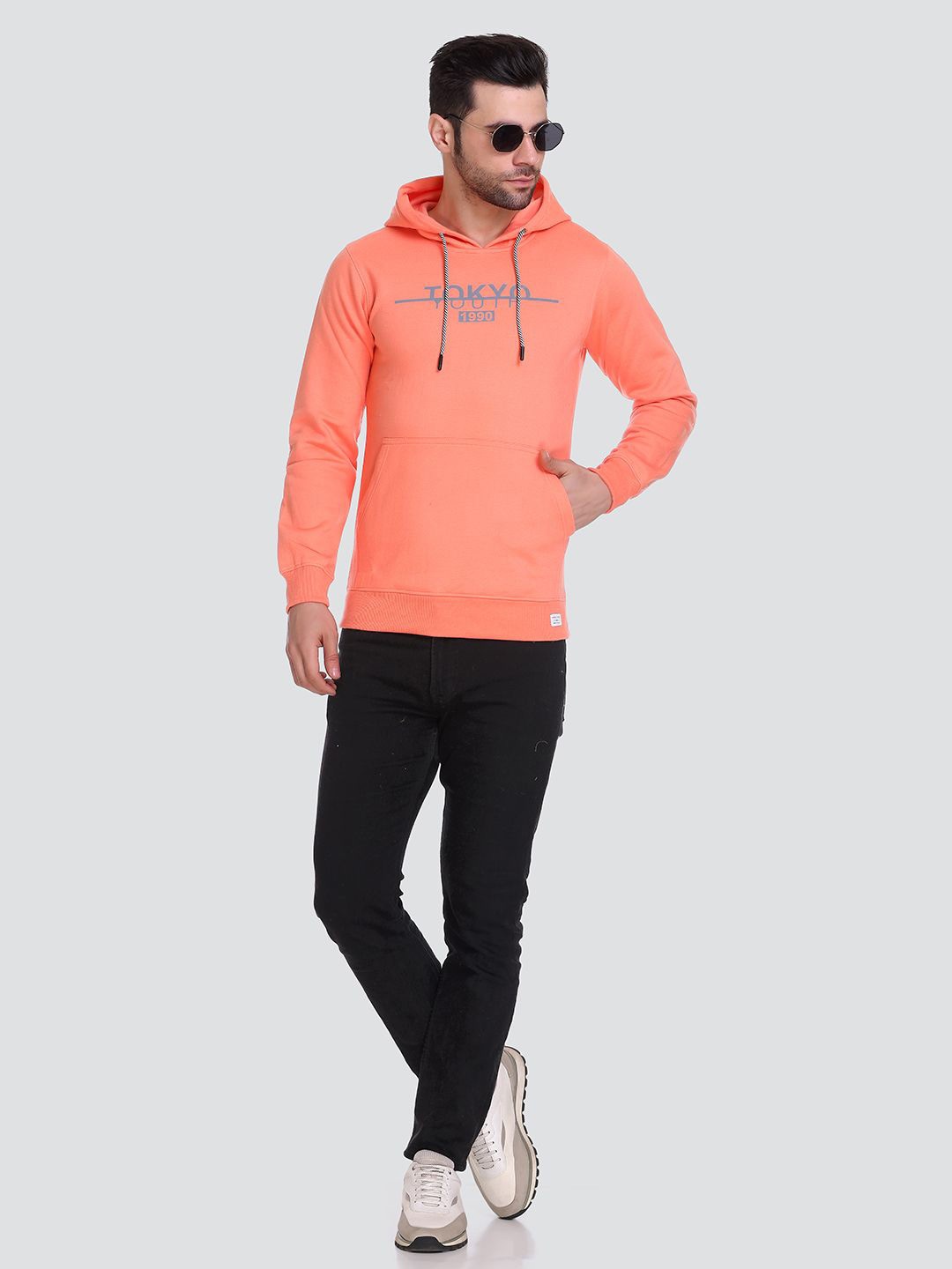 

HB Honey Bee Men Solid Hooded Sweatshirt, Peach