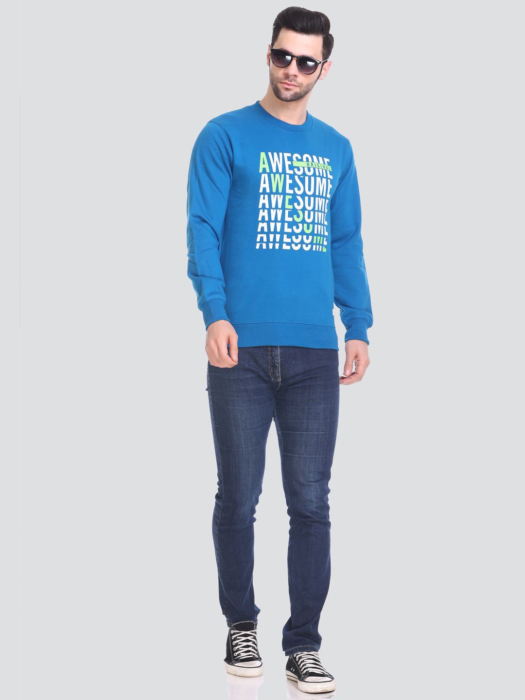 

HB Honey Bee Men Typography Printed Sweatshirt, Blue