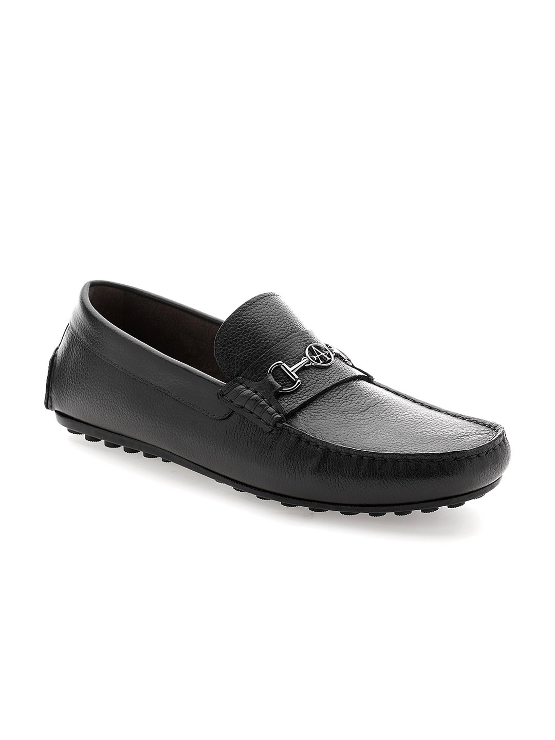 

Arrow Men Textured Leather Slip-On Loafers, Black