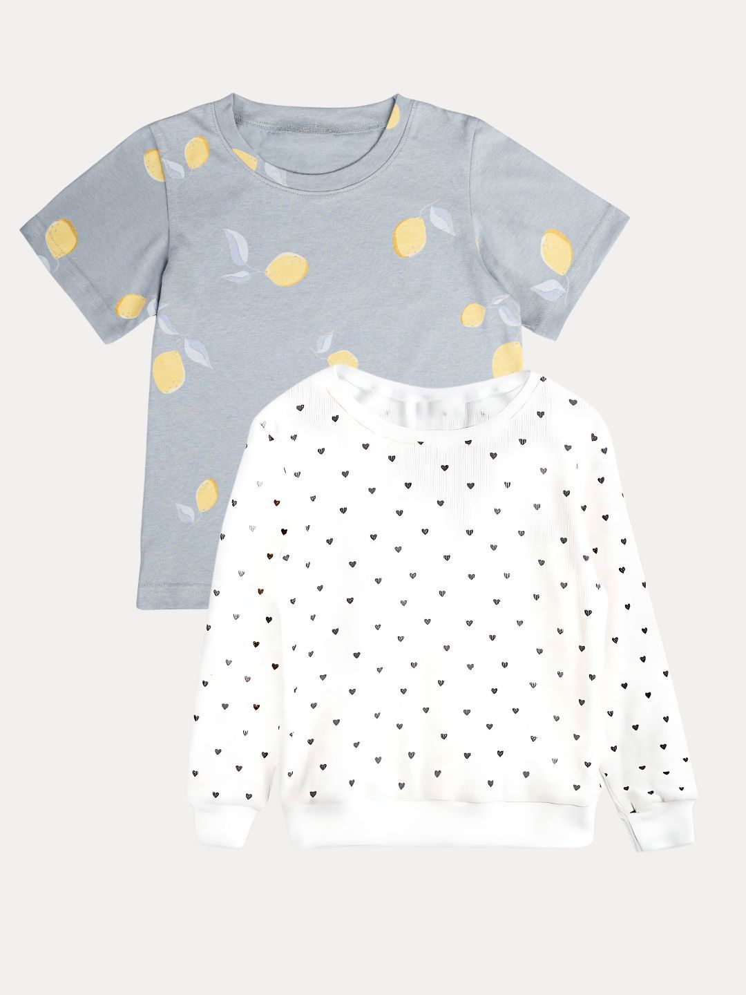 

BforBlossom Kids Polka Dot Printed Applique T-shirt, Grey