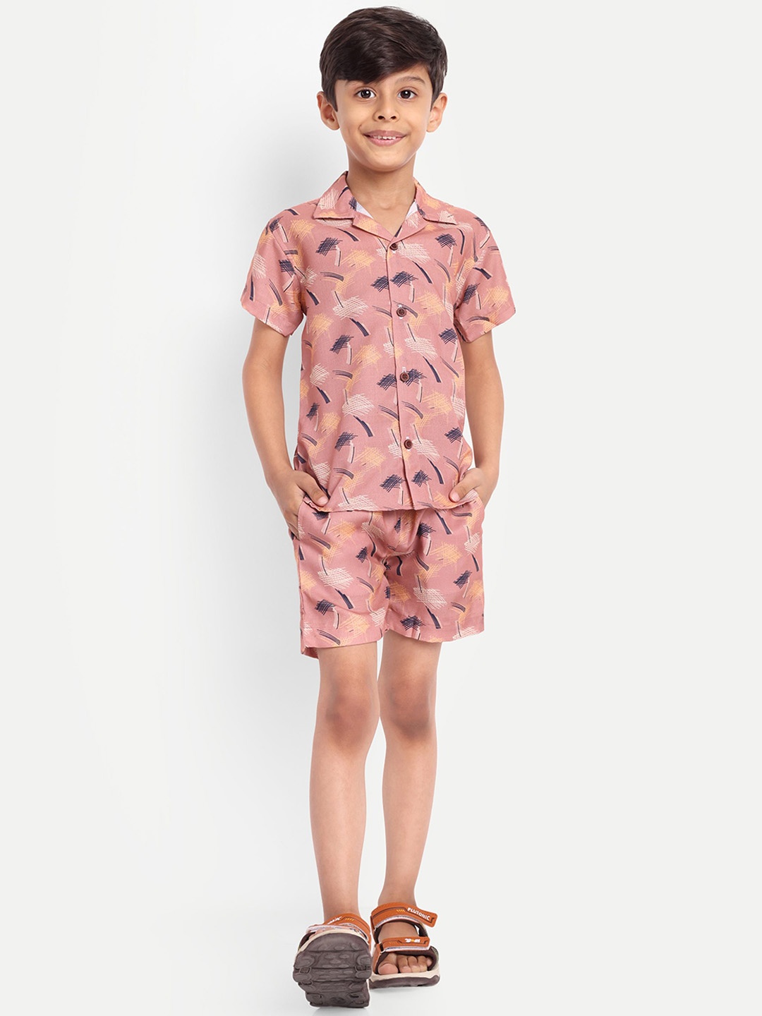 

BAESD Printed Cotton Shirt & Shorts, Pink