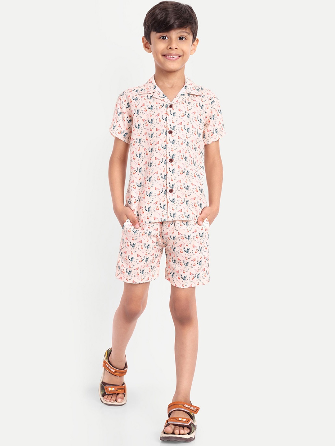 

BAESD Printed Pure Cotton Shirt With Shorts, Pink