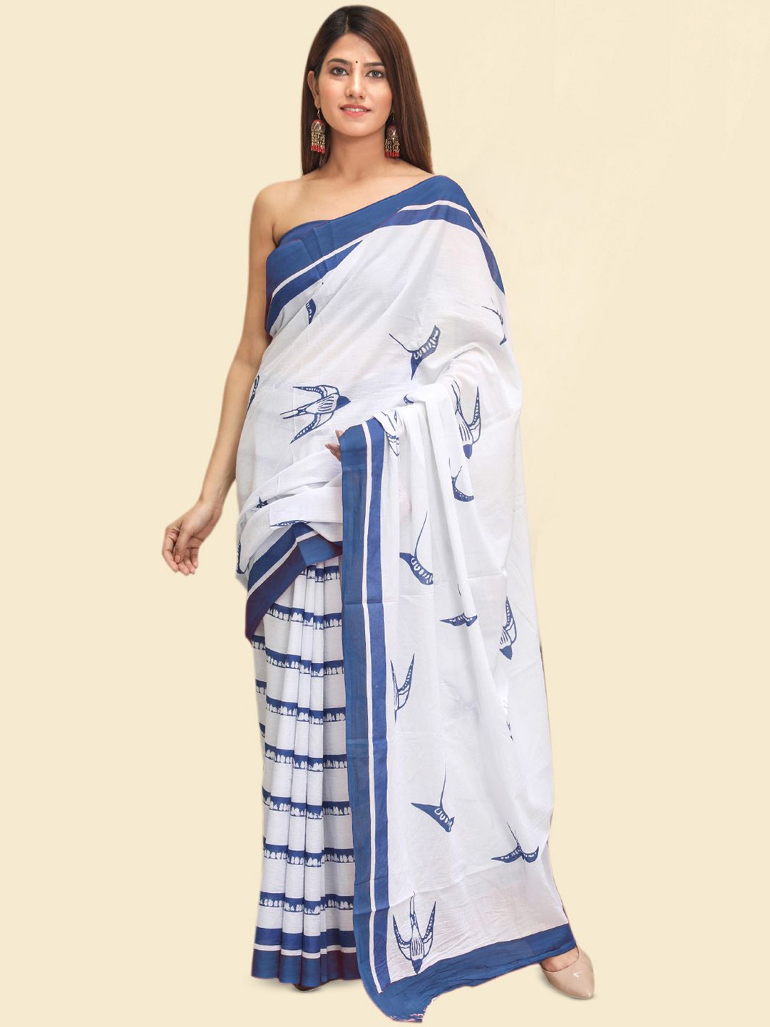 

BUTA BUTI Abstract Pure Cotton Saree, Blue