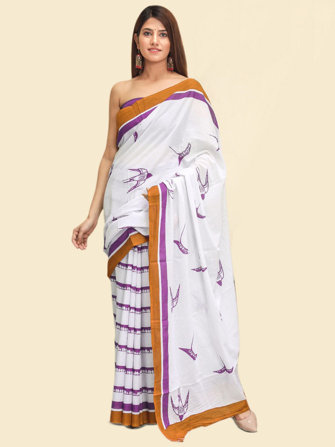 

BUTA BUTI Abstract Pure Cotton Saree, Mustard