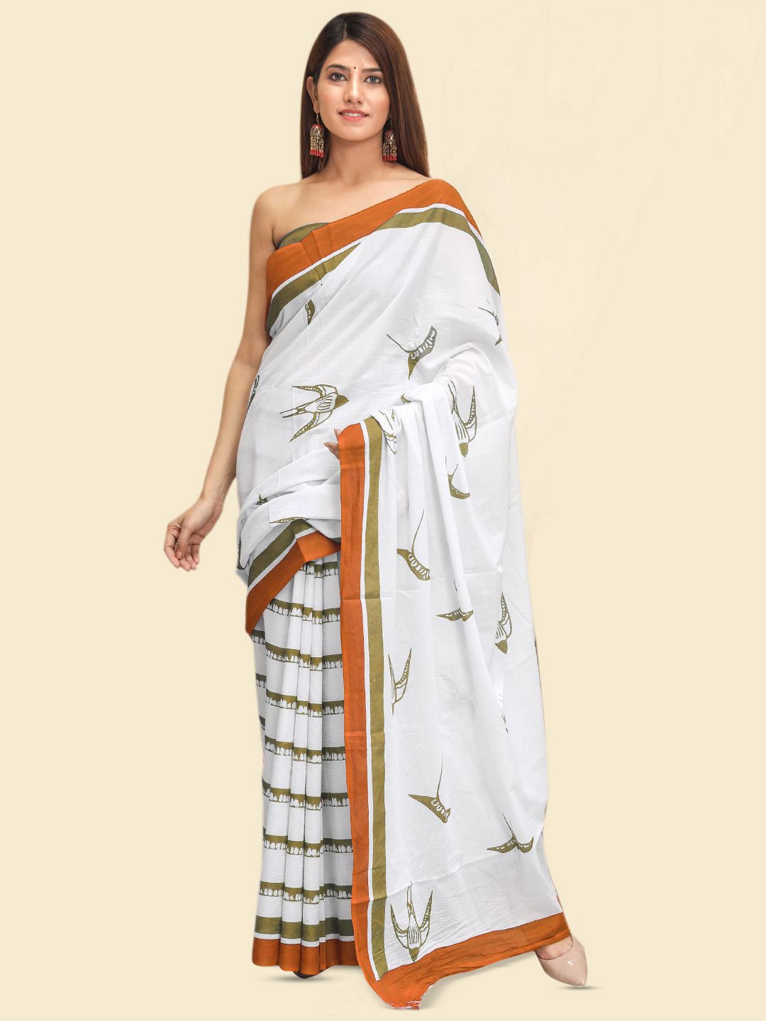

BUTA BUTI Pure Cotton Abstract Daily Saree, Mustard