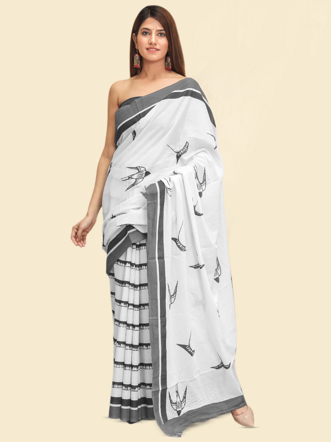 

BUTA BUTI Abstract Pure Cotton Saree, Grey