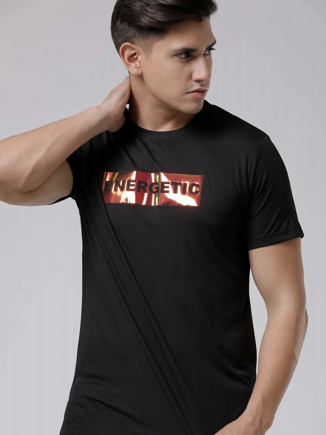 

WROGN Men Typography Printed Polyester Slim Fit T-Shirt, Black