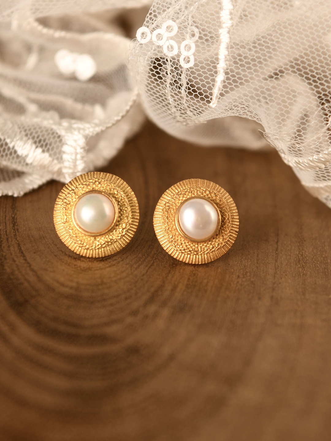 

Totapari Gold Plated Luminous Pearl Stud Earrings