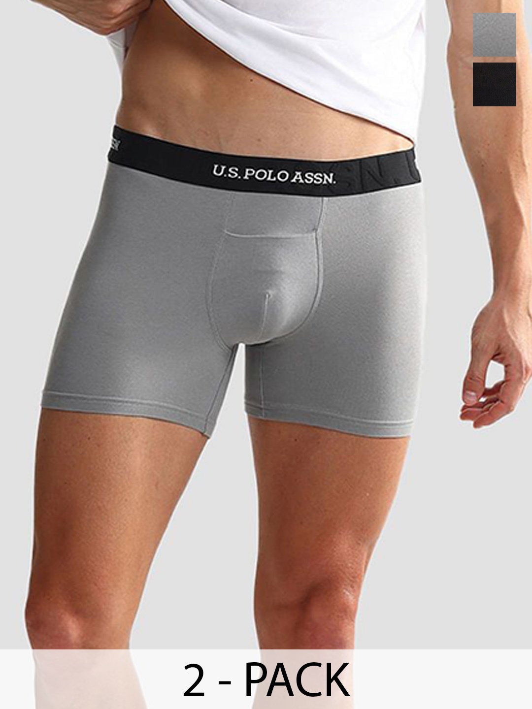 

U.S. Polo Assn. Pack Of 2 Men Mid-Rise Trunks OET12-GZ0-P2, Grey