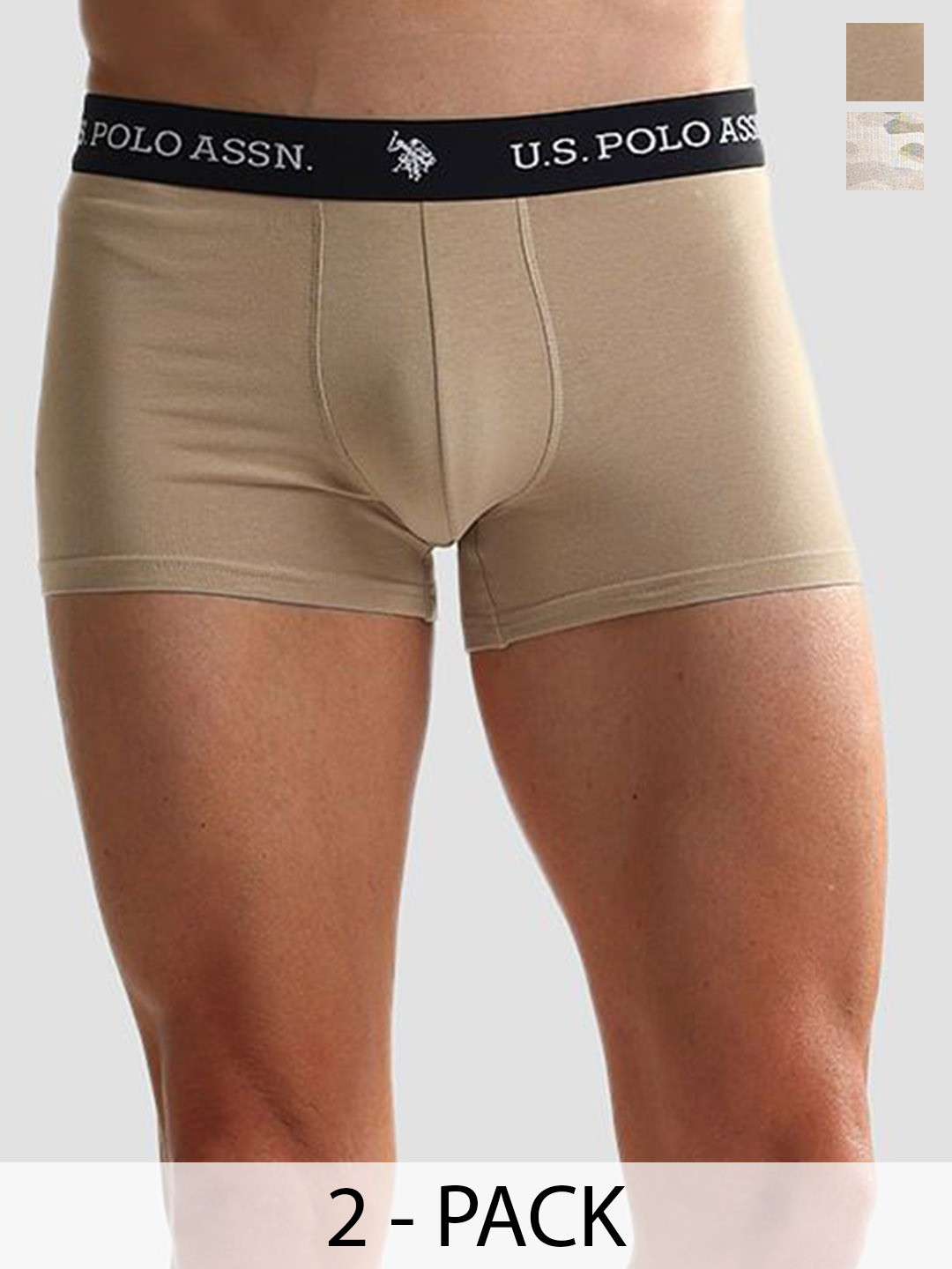 

U.S. Polo Assn. Pack Of 2 Men Ribbed Printed Trunk OET10-A02-P2, Beige