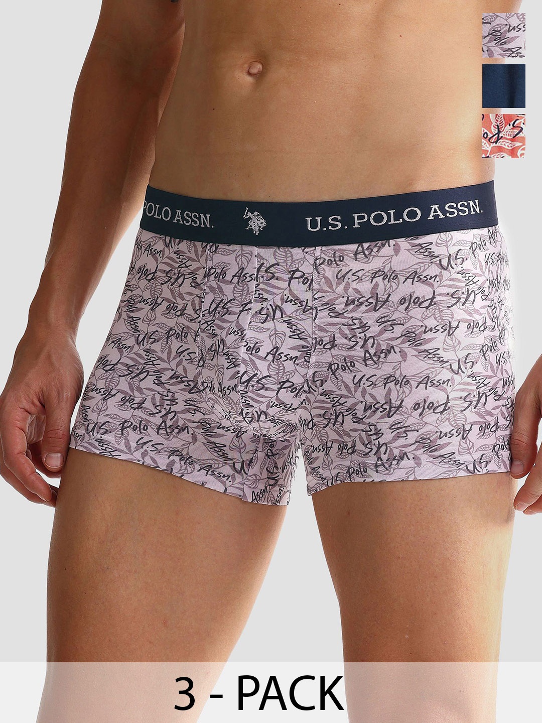 

U.S. Polo Assn. Pack Of 3 Men Printed Breathability Trunks-OET08-MU6-P3, Red