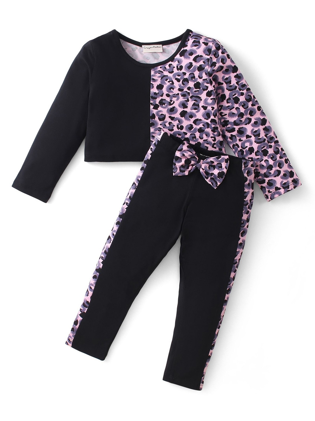 

CrayonFlakes Girls Printed Sweatshirt With Trousers, Black