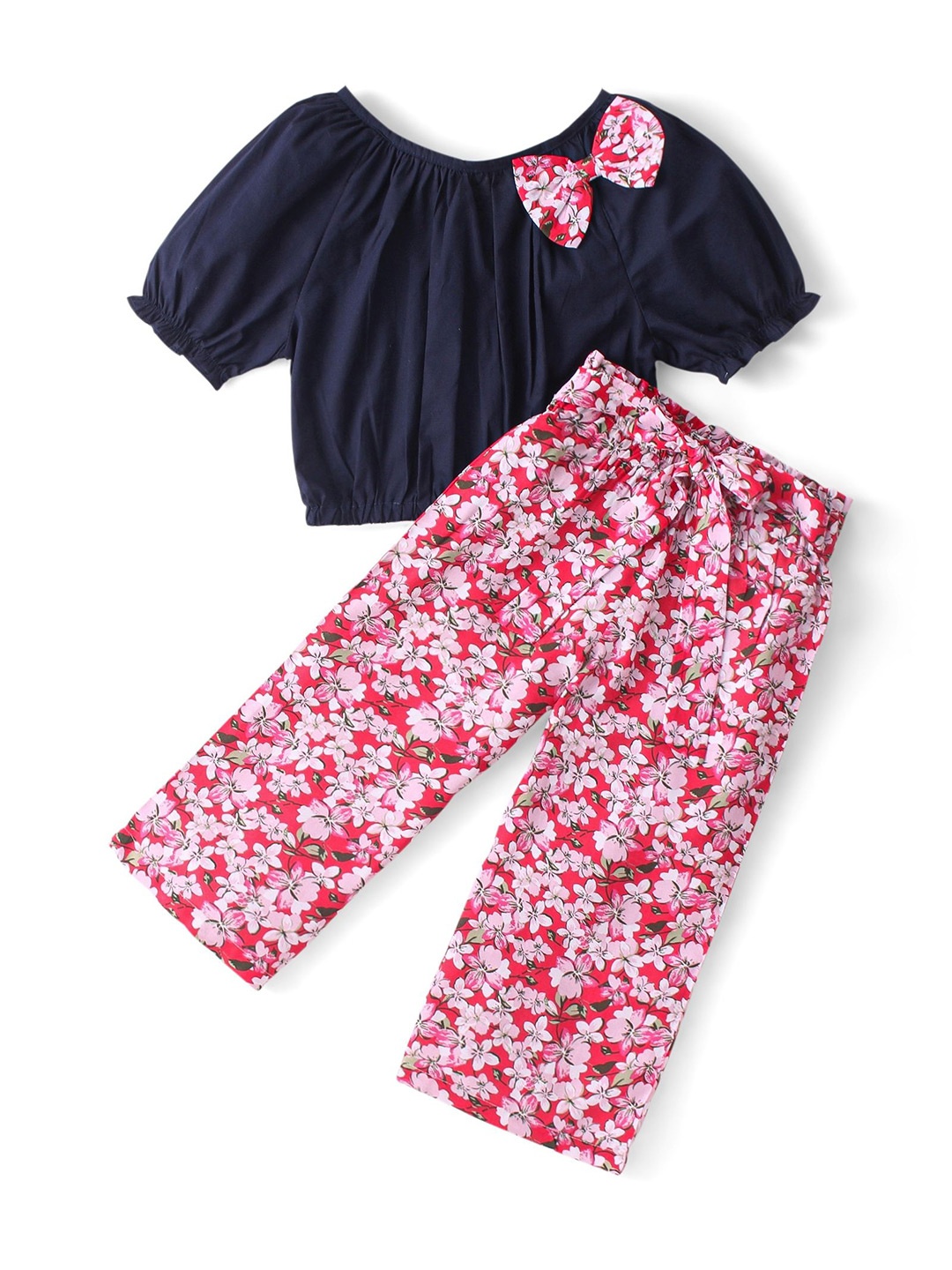 

CrayonFlakes Girls Top with Palazzos, Navy blue