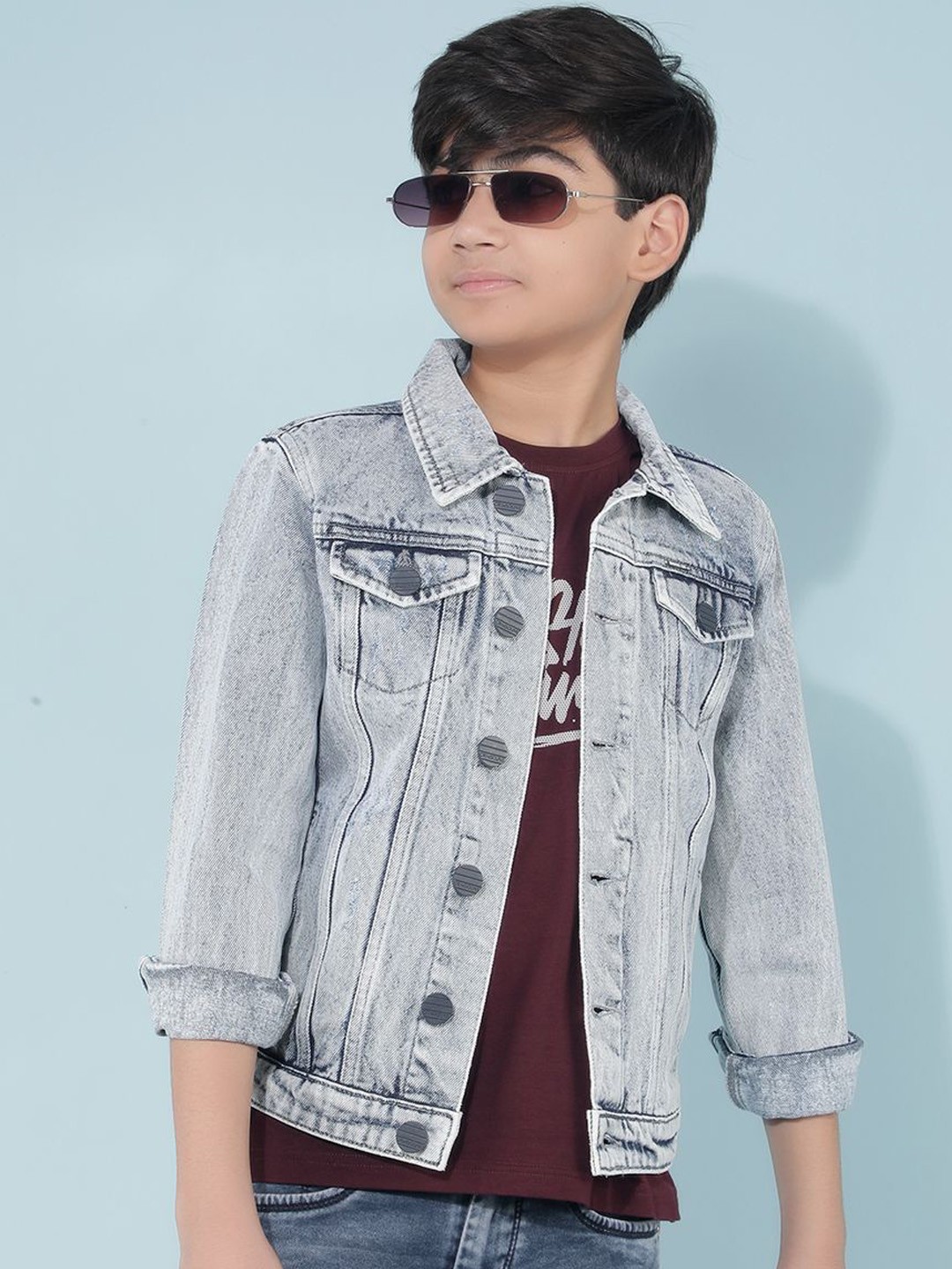 

Crimsoune Club Boys Washed Lightweight Longline Denim Jacket, Blue