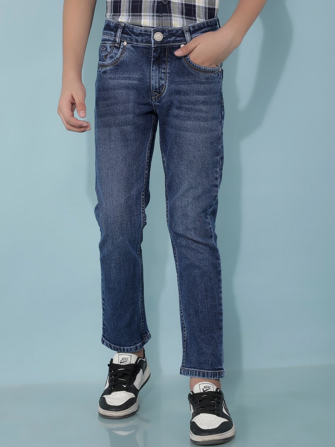 

Crimsoune Club Boys Slim Fit Light Fade Stretchable Jeans, Blue