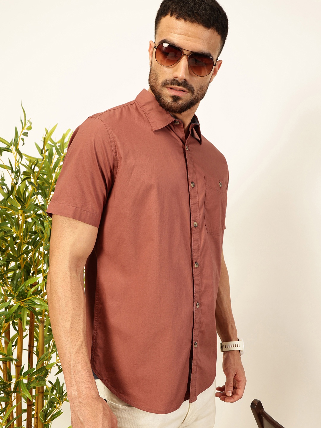 

Thomas Scott Men Premium Opaque Casual Shirt, Rust