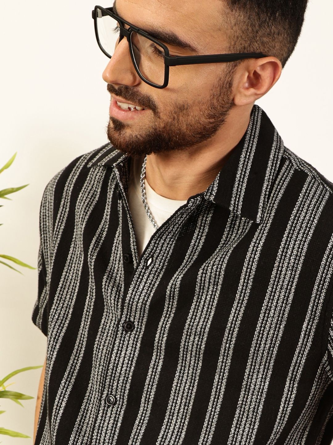 

Thomas Scott Men Premium Striped Casual Shirt, Black