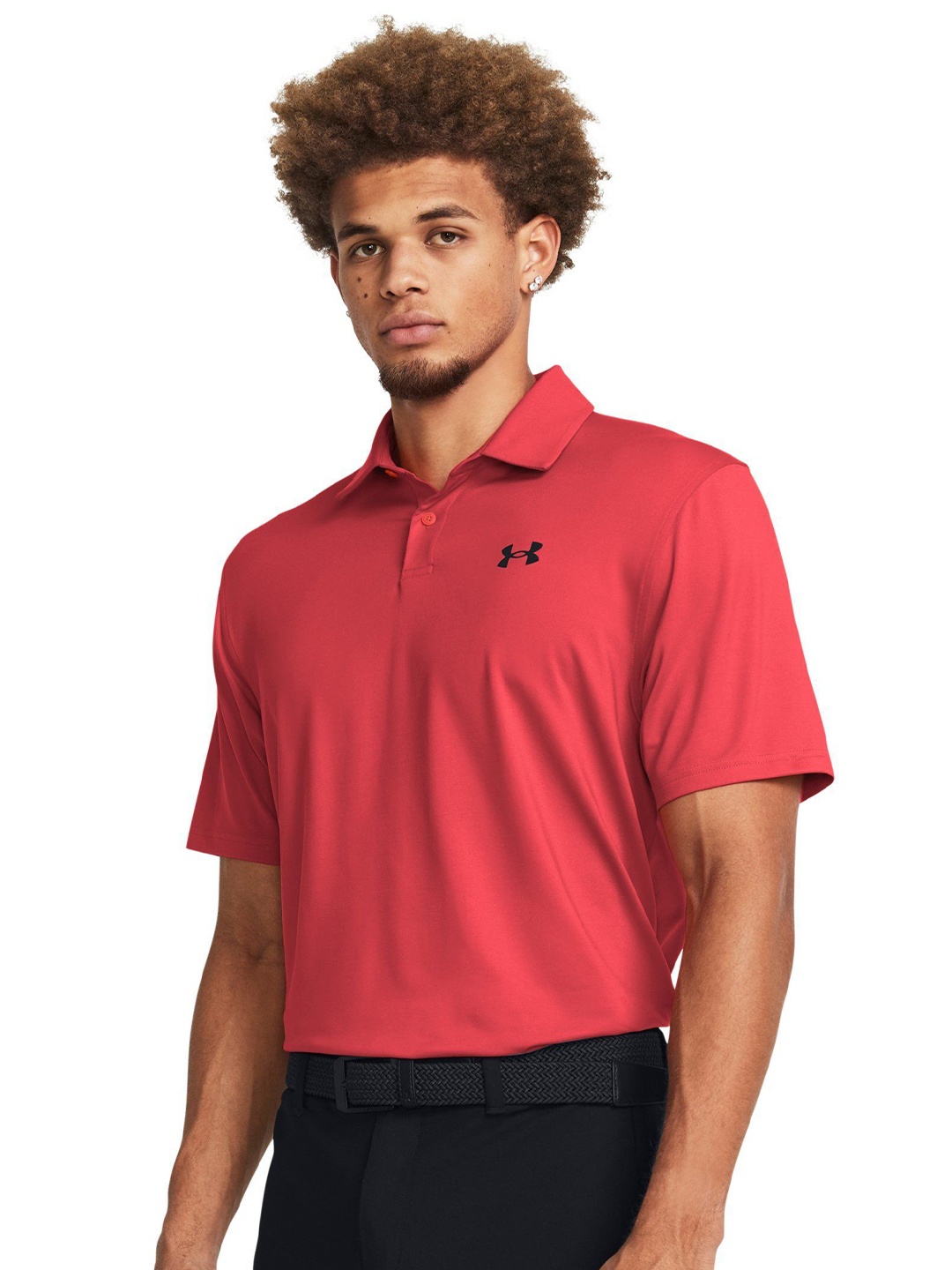 

UNDER ARMOUR Men Solid Polo Collar Polyester Tshirt, Red