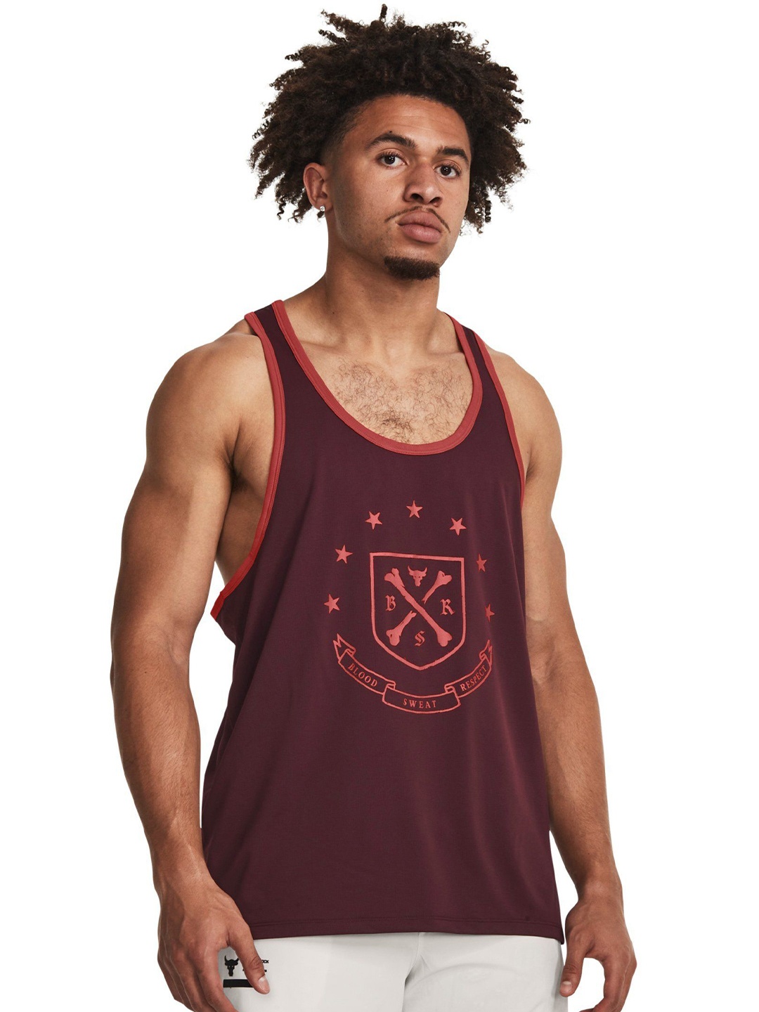 

UNDER ARMOUR Men Printed Round Neck Polyester Tshirt, Maroon