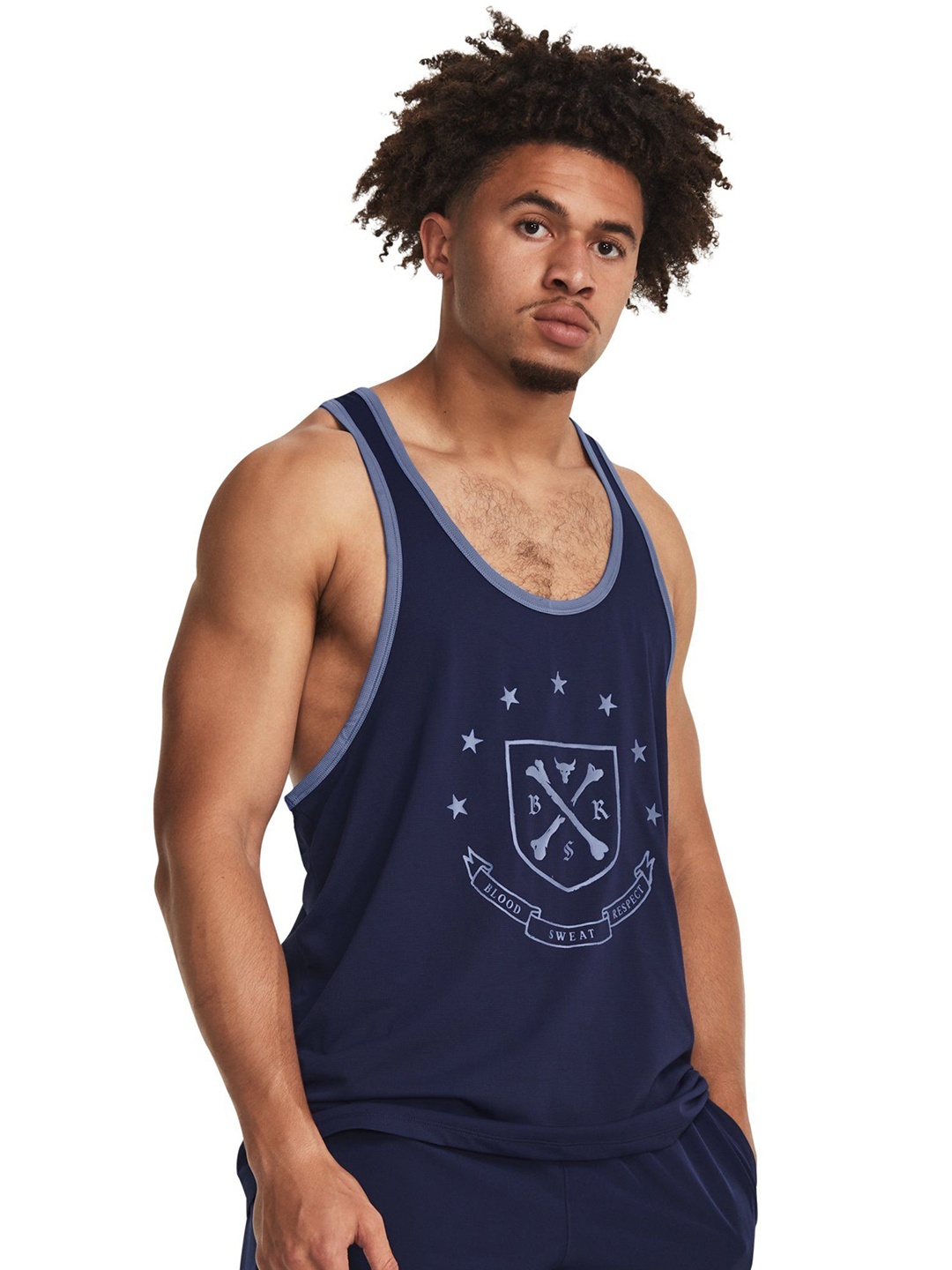 

UNDER ARMOUR Men Printed Round Neck Polyester Tshirt, Blue