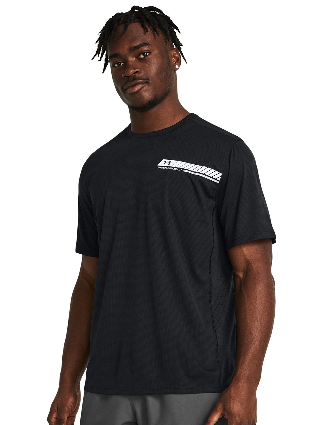 

UNDER ARMOUR Men Printed Round Neck Polyester Tshirt, Black
