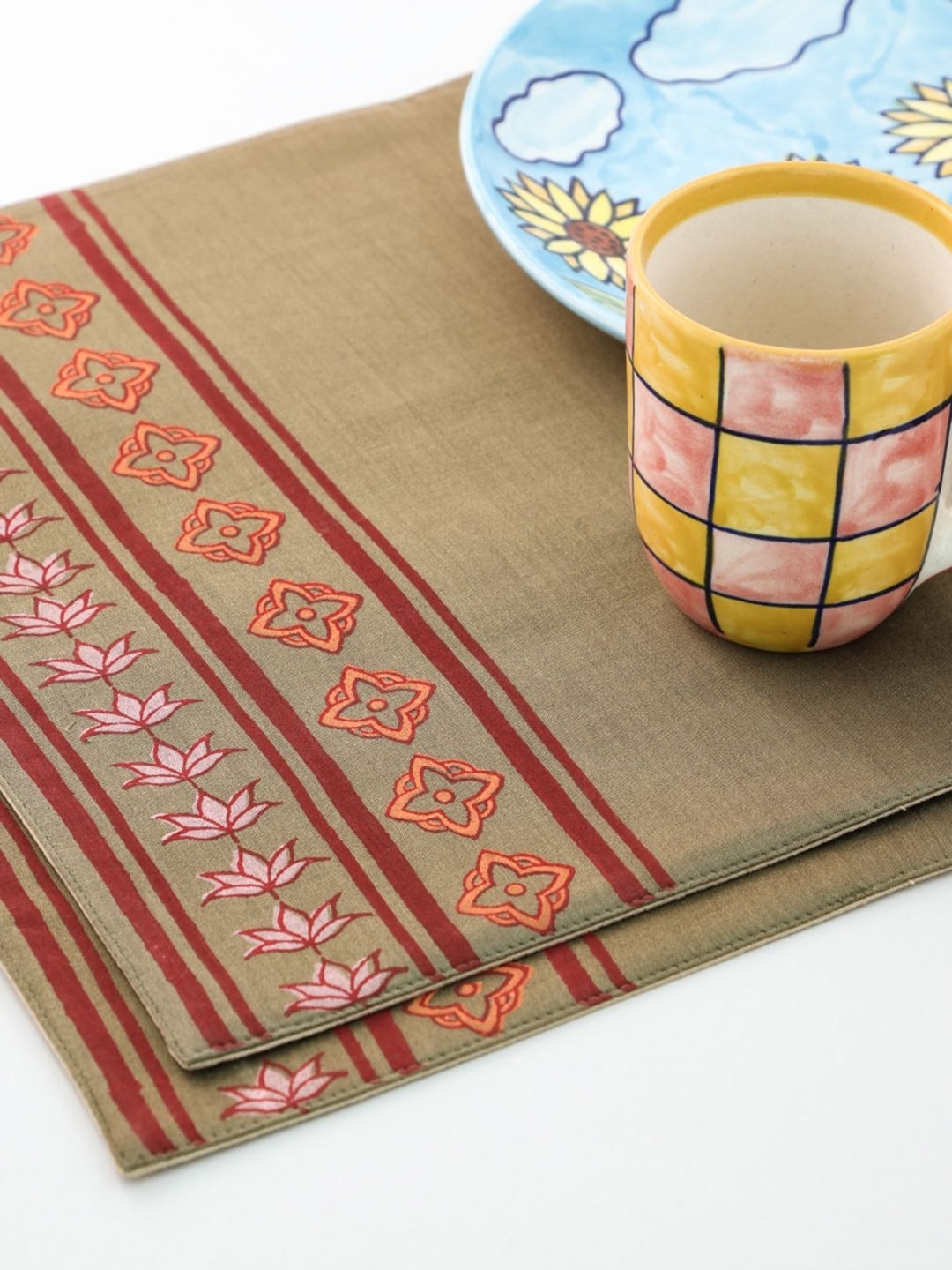 

Eyaas Green & Maroon 2 Pieces Table Placemats