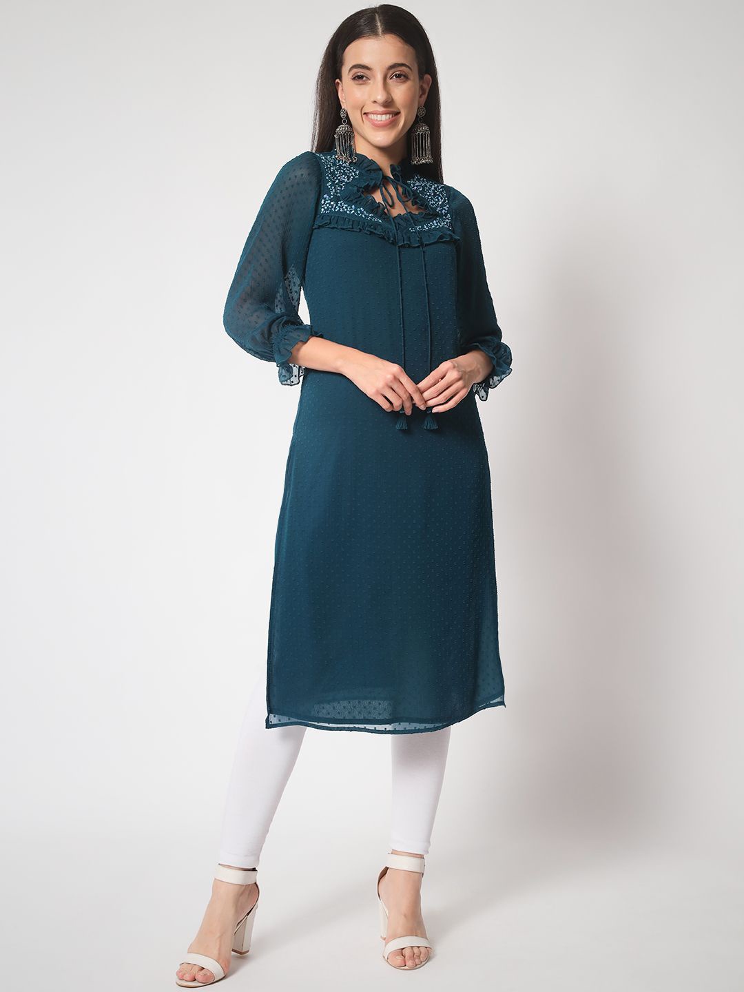 

ARDITA Sequinned Kurta, Teal
